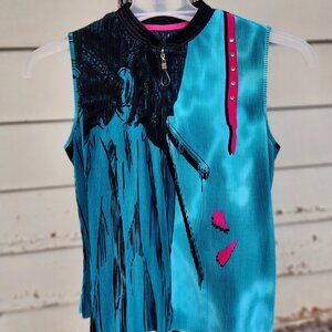 A6 Very kewl stretchy golf shirt, tennis by Jamie Sadock Vibrant Blue V-neck zip